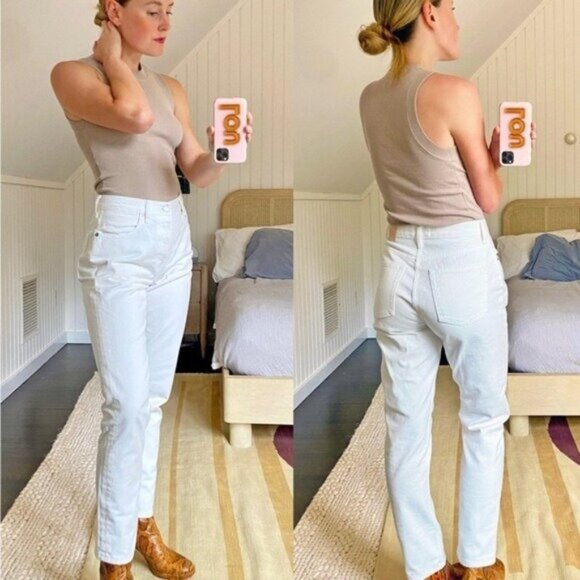 NWT Everlane The 90s Cheeky Jean 23 White Organic Cotton High Rise - Picture 3 of 13
